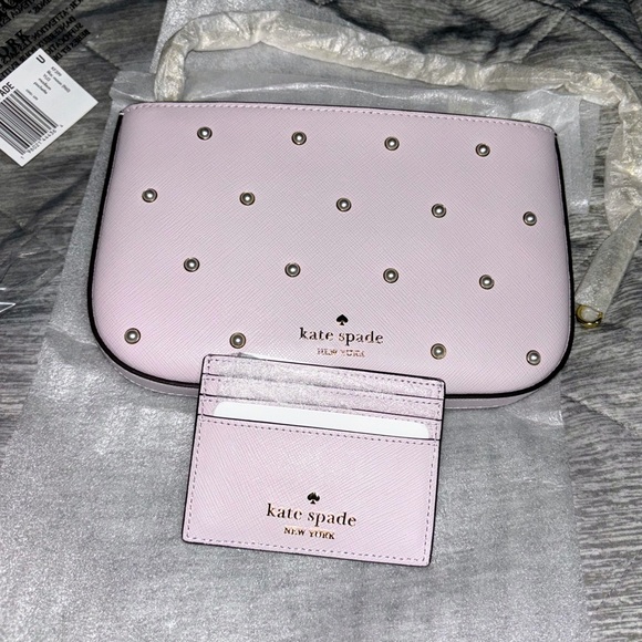 NWT Kate Spade Madison Studded Pearls Pochette & Madison small slim card holder - Picture 2 of 16